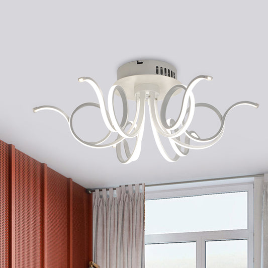 Octopus Flush Light Fixture Contemporary Acrylic 3/6/8 Lights Living Room LED Ceiling Mount Light Fixture in Warm/White Clearhalo 'Ceiling Lights' 'Close To Ceiling Lights' 'Close to ceiling' 'Semi-flushmount' Lighting' 773835