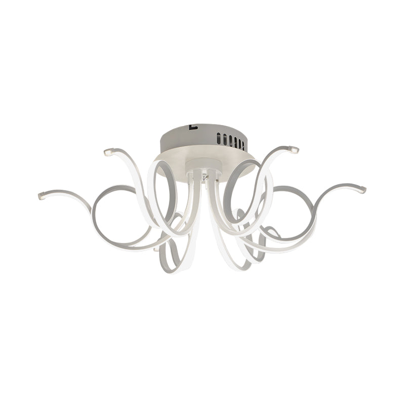 Octopus Flush Light Fixture Contemporary Acrylic 3/6/8 Lights Living Room LED Ceiling Mount Light Fixture in Warm/White Clearhalo 'Ceiling Lights' 'Close To Ceiling Lights' 'Close to ceiling' 'Semi-flushmount' Lighting' 773836