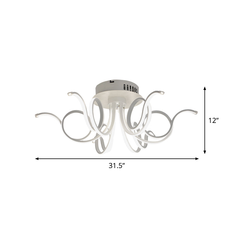 Octopus Flush Light Fixture Contemporary Acrylic 3/6/8 Lights Living Room LED Ceiling Mount Light Fixture in Warm/White Clearhalo 'Ceiling Lights' 'Close To Ceiling Lights' 'Close to ceiling' 'Semi-flushmount' Lighting' 773837