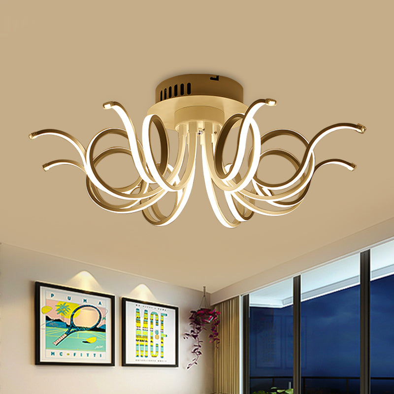 Octopus Flush Light Fixture Contemporary Acrylic 3/6/8 Lights Living Room LED Ceiling Mount Light Fixture in Warm/White Clearhalo 'Ceiling Lights' 'Close To Ceiling Lights' 'Close to ceiling' 'Semi-flushmount' Lighting' 773839