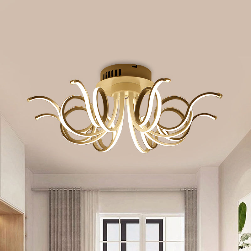 Octopus Flush Light Fixture Contemporary Acrylic 3/6/8 Lights Living Room LED Ceiling Mount Light Fixture in Warm/White Clearhalo 'Ceiling Lights' 'Close To Ceiling Lights' 'Close to ceiling' 'Semi-flushmount' Lighting' 773840