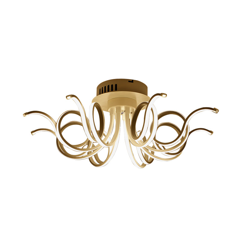 Octopus Flush Light Fixture Contemporary Acrylic 3/6/8 Lights Living Room LED Ceiling Mount Light Fixture in Warm/White Clearhalo 'Ceiling Lights' 'Close To Ceiling Lights' 'Close to ceiling' 'Semi-flushmount' Lighting' 773841