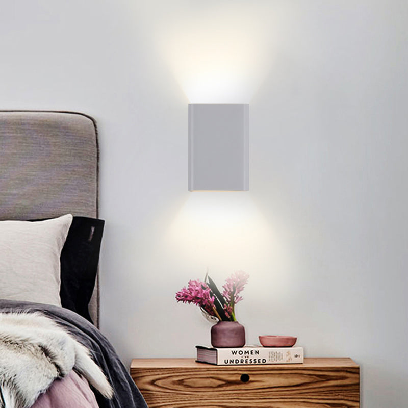 Black/White Cube Shade Wall Mount Light Contemporary LED Metallic Wall Lamp for Bedside, Warm/White Lighting Clearhalo 'Cast Iron' 'Glass' 'Industrial' 'Modern wall lights' 'Modern' 'Tiffany' 'Traditional wall lights' 'Wall Lamps & Sconces' 'Wall Lights' Lighting' 773844
