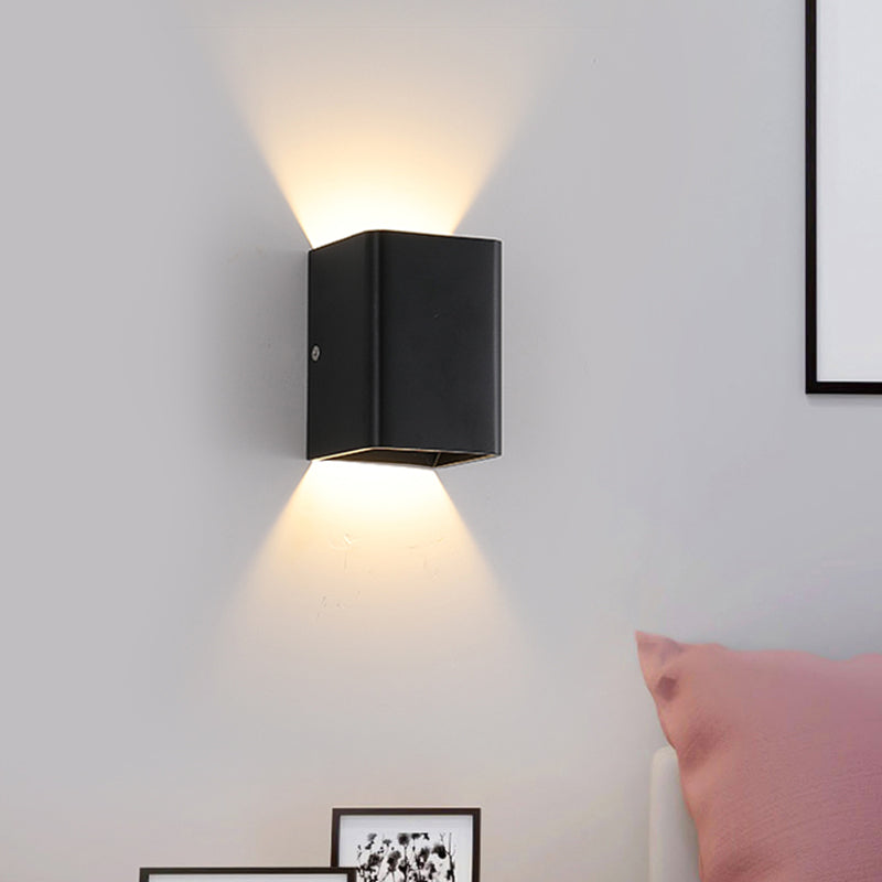 Black/White Cube Shade Wall Mount Light Contemporary LED Metallic Wall Lamp for Bedside, Warm/White Lighting Black Clearhalo 'Cast Iron' 'Glass' 'Industrial' 'Modern wall lights' 'Modern' 'Tiffany' 'Traditional wall lights' 'Wall Lamps & Sconces' 'Wall Lights' Lighting' 773848