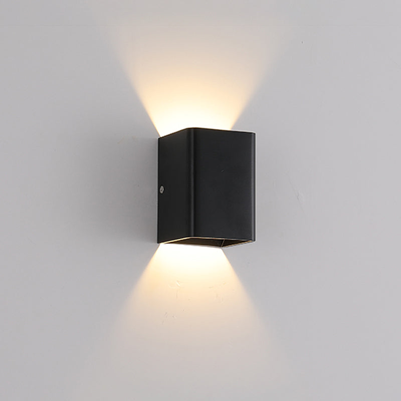 Black/White Cube Shade Wall Mount Light Contemporary LED Metallic Wall Lamp for Bedside, Warm/White Lighting Clearhalo 'Cast Iron' 'Glass' 'Industrial' 'Modern wall lights' 'Modern' 'Tiffany' 'Traditional wall lights' 'Wall Lamps & Sconces' 'Wall Lights' Lighting' 773851