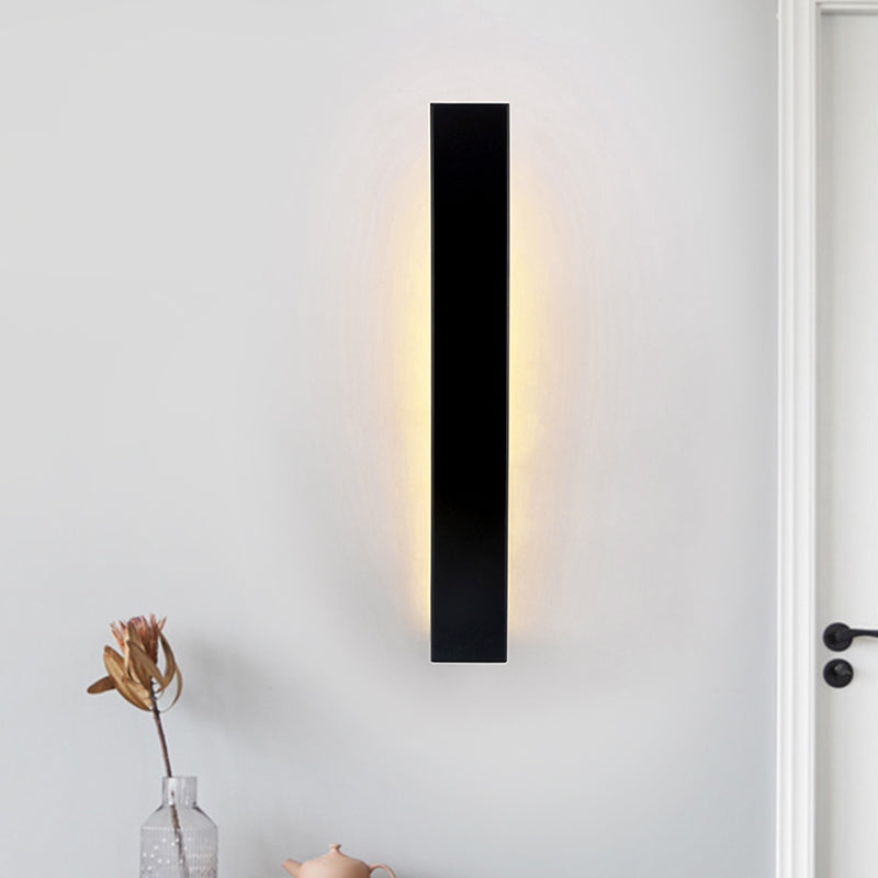 Simplistic Style LED Wall Lighting with Aluminum Shade Black/White Finish Linear Sconce Lighting for Bedroom Black Clearhalo 'Cast Iron' 'Glass' 'Industrial' 'Modern wall lights' 'Modern' 'Tiffany' 'Traditional wall lights' 'Wall Lamps & Sconces' 'Wall Lights' Lighting' 773869