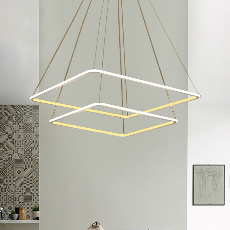 Multi-Layer Acrylic Ceiling Chandelier Contemporary 2/3/4-Light White Hanging Pendant in Warm/White/Natural Light Clearhalo 'Ceiling Lights' 'Chandeliers' 'Modern Chandeliers' 'Modern' Lighting' 773888