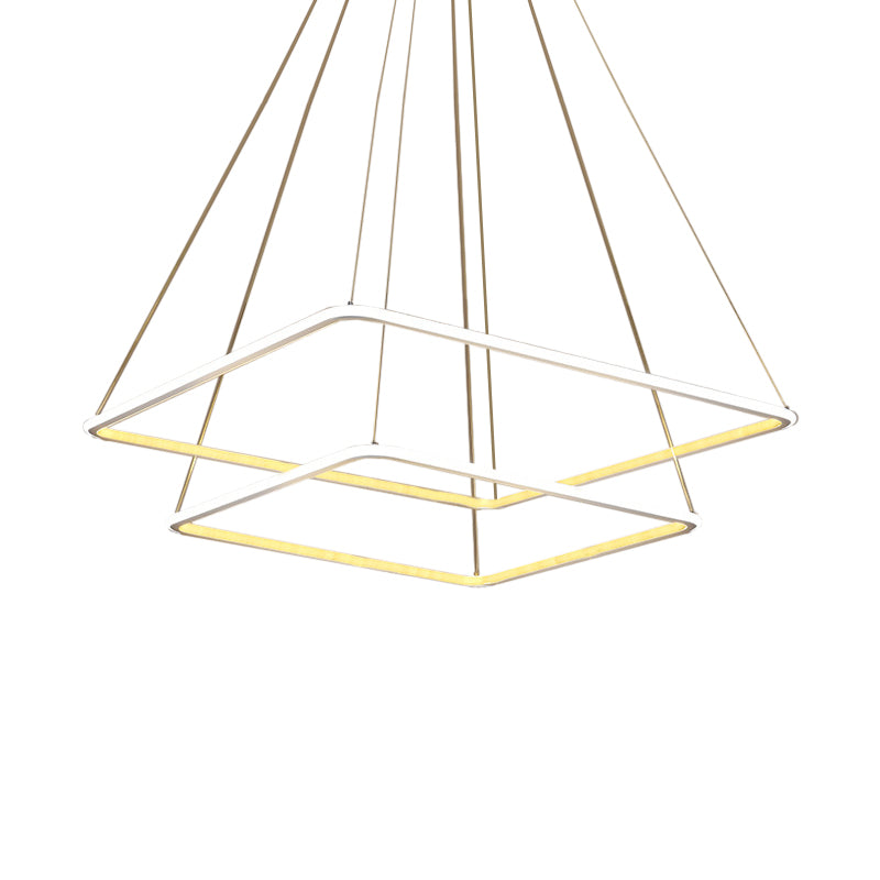 Multi-Layer Acrylic Ceiling Chandelier Contemporary 2/3/4-Light White Hanging Pendant in Warm/White/Natural Light Clearhalo 'Ceiling Lights' 'Chandeliers' 'Modern Chandeliers' 'Modern' Lighting' 773889