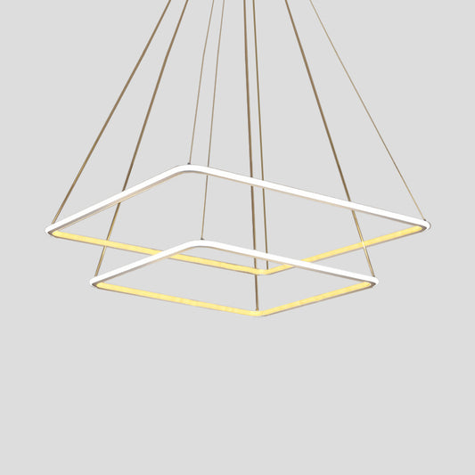 Multi-Layer Acrylic Ceiling Chandelier Contemporary 2/3/4-Light White Hanging Pendant in Warm/White/Natural Light Clearhalo 'Ceiling Lights' 'Chandeliers' 'Modern Chandeliers' 'Modern' Lighting' 773890