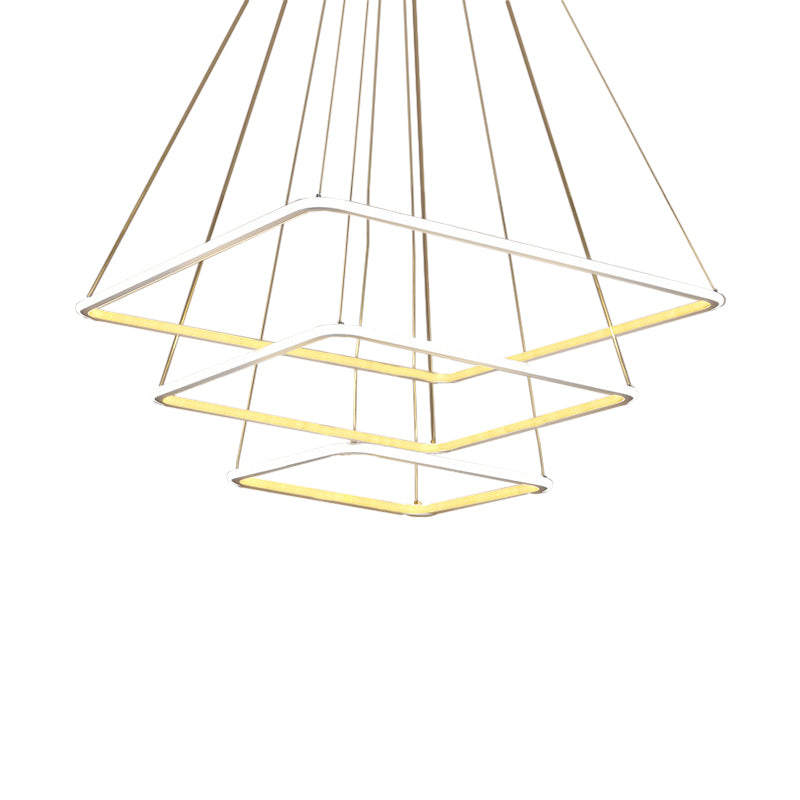 Multi-Layer Acrylic Ceiling Chandelier Contemporary 2/3/4-Light White Hanging Pendant in Warm/White/Natural Light Clearhalo 'Ceiling Lights' 'Chandeliers' 'Modern Chandeliers' 'Modern' Lighting' 773894