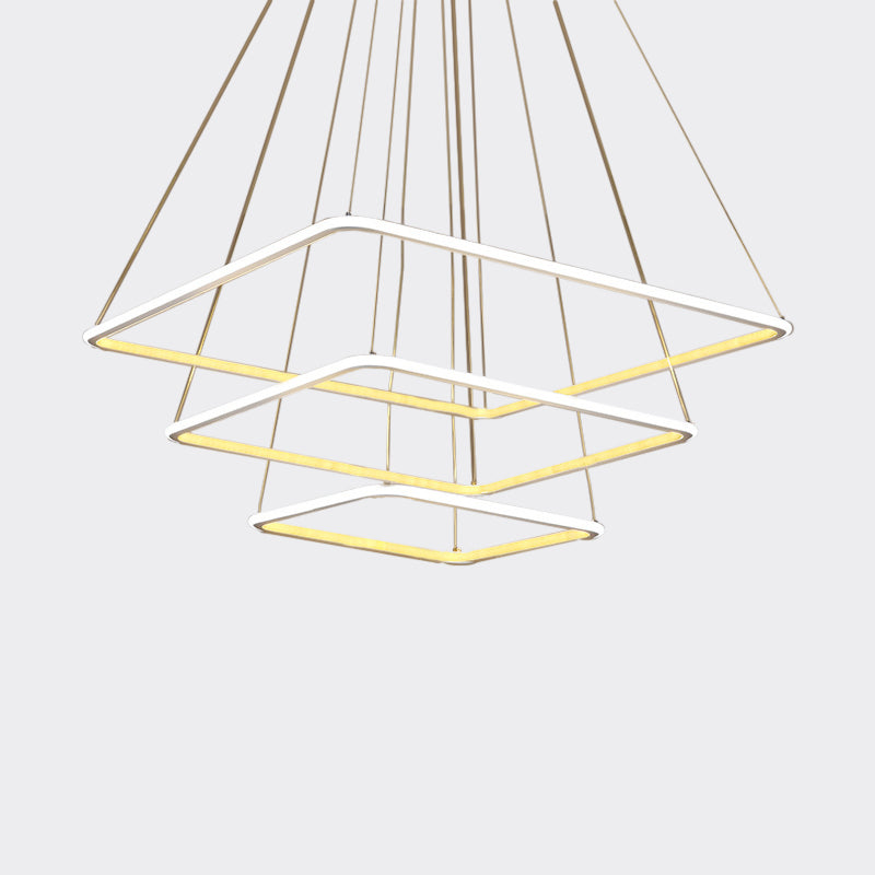 Multi-Layer Acrylic Ceiling Chandelier Contemporary 2/3/4-Light White Hanging Pendant in Warm/White/Natural Light Clearhalo 'Ceiling Lights' 'Chandeliers' 'Modern Chandeliers' 'Modern' Lighting' 773895