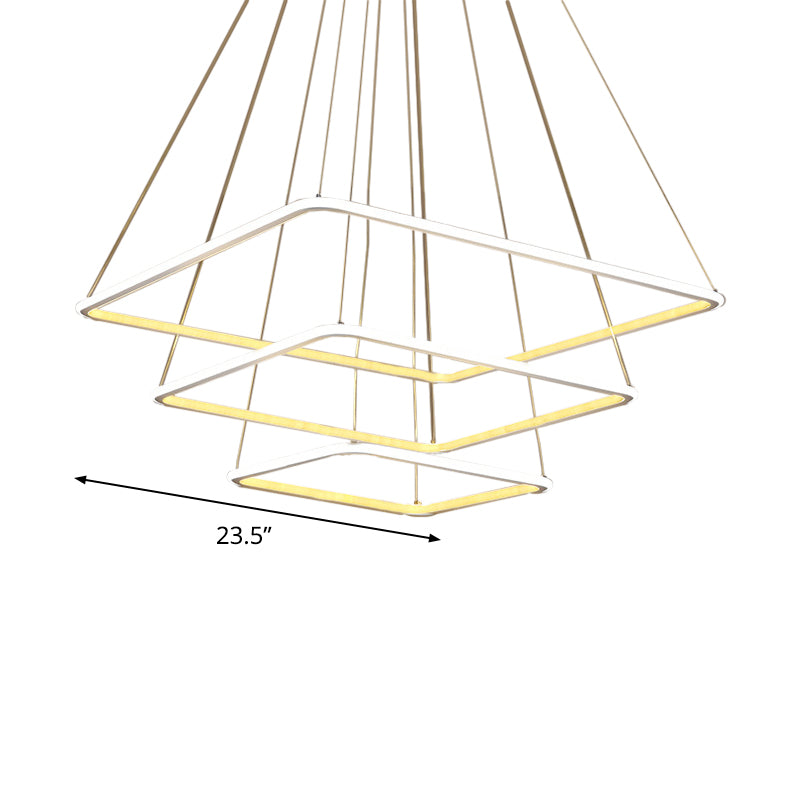 Multi-Layer Acrylic Ceiling Chandelier Contemporary 2/3/4-Light White Hanging Pendant in Warm/White/Natural Light Clearhalo 'Ceiling Lights' 'Chandeliers' 'Modern Chandeliers' 'Modern' Lighting' 773896