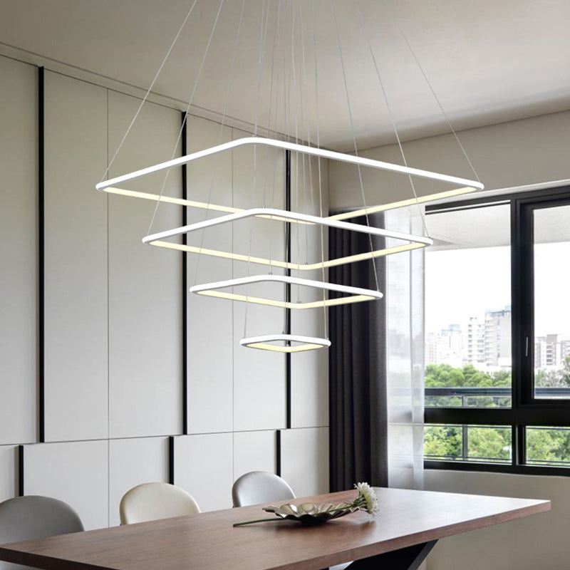 Multi-Layer Acrylic Ceiling Chandelier Contemporary 2/3/4-Light White Hanging Pendant in Warm/White/Natural Light Clearhalo 'Ceiling Lights' 'Chandeliers' 'Modern Chandeliers' 'Modern' Lighting' 773898