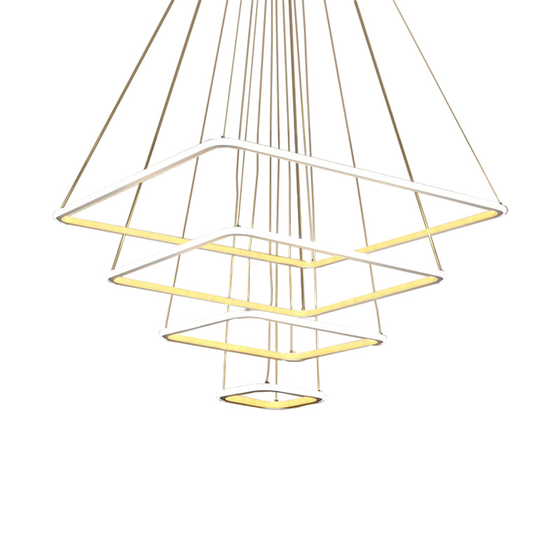 Multi-Layer Acrylic Ceiling Chandelier Contemporary 2/3/4-Light White Hanging Pendant in Warm/White/Natural Light Clearhalo 'Ceiling Lights' 'Chandeliers' 'Modern Chandeliers' 'Modern' Lighting' 773899