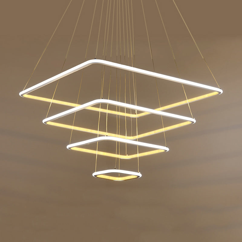 Multi-Layer Acrylic Ceiling Chandelier Contemporary 2/3/4-Light White Hanging Pendant in Warm/White/Natural Light Clearhalo 'Ceiling Lights' 'Chandeliers' 'Modern Chandeliers' 'Modern' Lighting' 773900