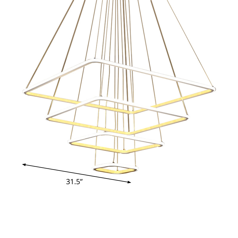 Multi-Layer Acrylic Ceiling Chandelier Contemporary 2/3/4-Light White Hanging Pendant in Warm/White/Natural Light Clearhalo 'Ceiling Lights' 'Chandeliers' 'Modern Chandeliers' 'Modern' Lighting' 773901