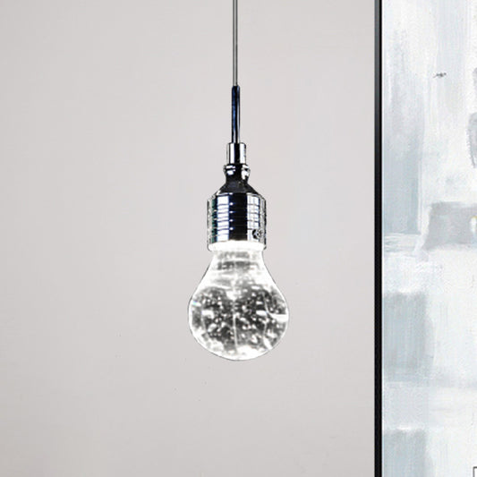 Bulb Shaped Pendant Ceiling Light Contemporary Metal and Clear Bubble Crystal Single Bulb Hanging Light in Warm/White Light Clear Clearhalo 'Ceiling Lights' 'Glass shade' 'Glass' 'Modern Pendants' 'Modern' 'Pendant Lights' 'Pendants' Lighting' 773936