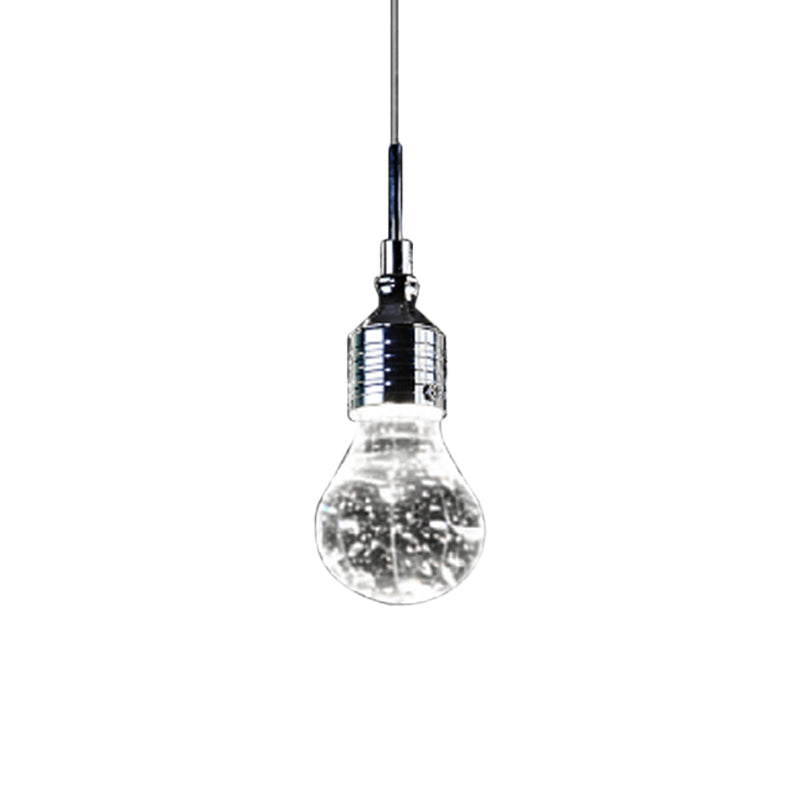 Bulb Shaped Pendant Ceiling Light Contemporary Metal and Clear Bubble Crystal Single Bulb Hanging Light in Warm/White Light Clearhalo 'Ceiling Lights' 'Glass shade' 'Glass' 'Modern Pendants' 'Modern' 'Pendant Lights' 'Pendants' Lighting' 773938