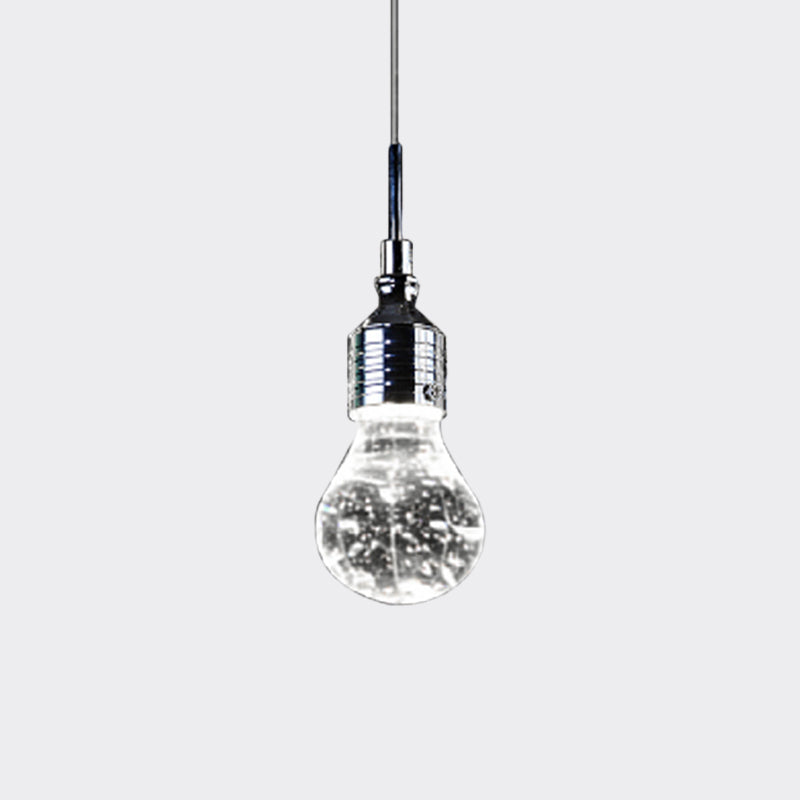 Bulb Shaped Pendant Ceiling Light Contemporary Metal and Clear Bubble Crystal Single Bulb Hanging Light in Warm/White Light Clearhalo 'Ceiling Lights' 'Glass shade' 'Glass' 'Modern Pendants' 'Modern' 'Pendant Lights' 'Pendants' Lighting' 773939