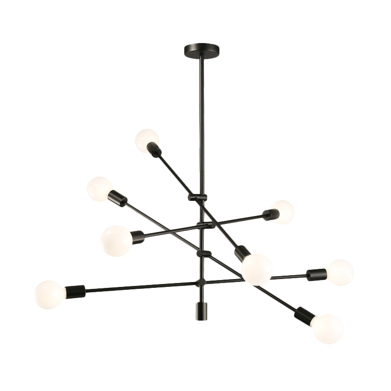 Mid-Century Sputnik Chandelier Lighting Metallic 8 Lights Living Room Ceiling Lamp in Black/Gold Finish Clearhalo 'Ceiling Lights' 'Chandeliers' 'Modern Chandeliers' 'Modern' Lighting' 773949