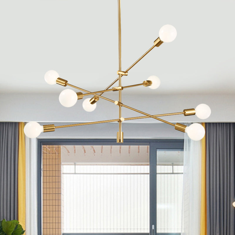 Mid-Century Sputnik Chandelier Lighting Metallic 8 Lights Living Room Ceiling Lamp in Black/Gold Finish Clearhalo 'Ceiling Lights' 'Chandeliers' 'Modern Chandeliers' 'Modern' Lighting' 773953