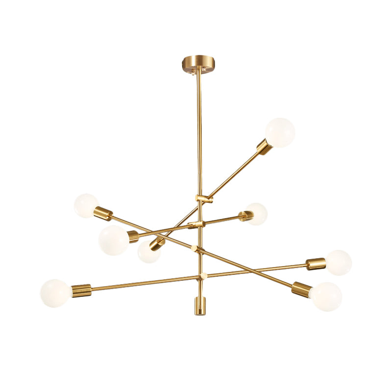 Mid-Century Sputnik Chandelier Lighting Metallic 8 Lights Living Room Ceiling Lamp in Black/Gold Finish Clearhalo 'Ceiling Lights' 'Chandeliers' 'Modern Chandeliers' 'Modern' Lighting' 773954