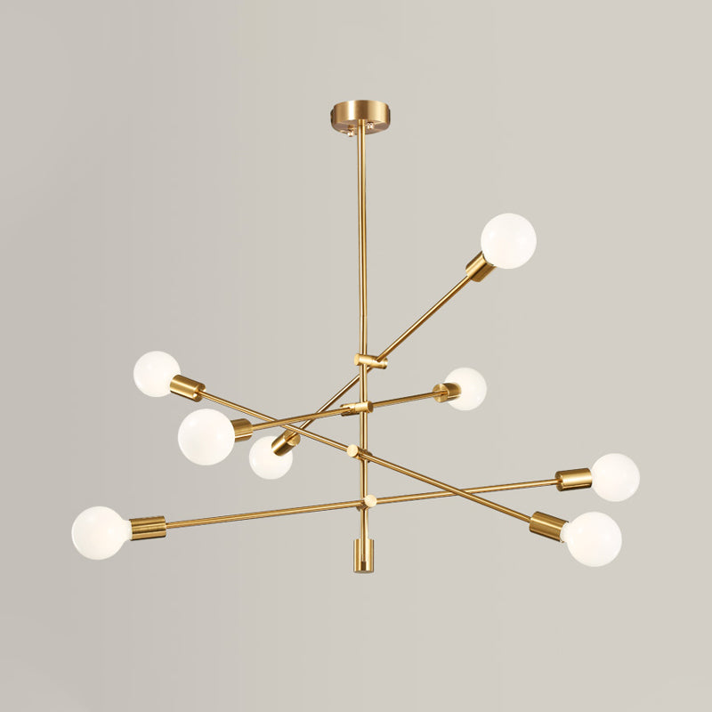 Mid-Century Sputnik Chandelier Lighting Metallic 8 Lights Living Room Ceiling Lamp in Black/Gold Finish Clearhalo 'Ceiling Lights' 'Chandeliers' 'Modern Chandeliers' 'Modern' Lighting' 773955