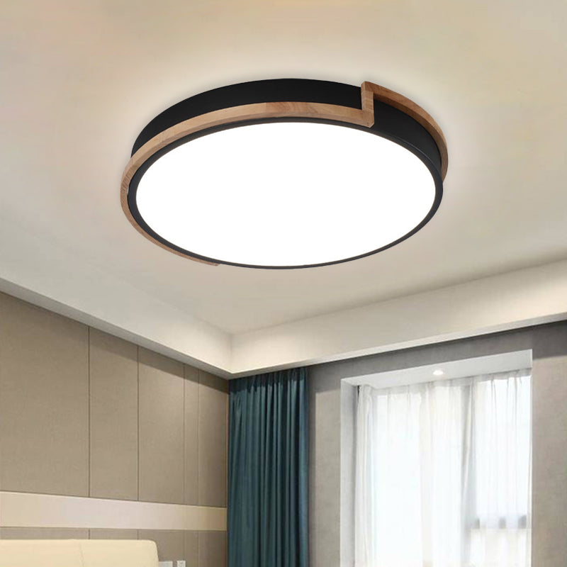 13"/17"/21" W Slim Drum Bedroom Flush Ceiling Light Eye-Caring Acrylic Macron Loft Led Ceiling Lamp in Black/Grey/White Black Clearhalo 'Ceiling Lights' 'Close To Ceiling Lights' 'Close to ceiling' 'Flush mount' Lighting' 774001