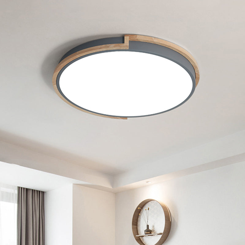 13"/17"/21" W Slim Drum Bedroom Flush Ceiling Light Eye-Caring Acrylic Macron Loft Led Ceiling Lamp in Black/Grey/White Grey Clearhalo 'Ceiling Lights' 'Close To Ceiling Lights' 'Close to ceiling' 'Flush mount' Lighting' 774008