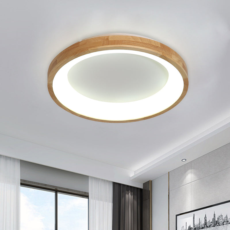 12"/16"/19.5" Wide Dented Circular LED Flush-mount Light Nordic Style Wood and Acrylic Ceiling Light for Hallway White Clearhalo 'Ceiling Lights' 'Close To Ceiling Lights' 'Close to ceiling' 'Flush mount' Lighting' 774014