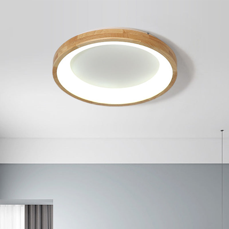 12"/16"/19.5" Wide Dented Circular LED Flush-mount Light Nordic Style Wood and Acrylic Ceiling Light for Hallway Clearhalo 'Ceiling Lights' 'Close To Ceiling Lights' 'Close to ceiling' 'Flush mount' Lighting' 774015