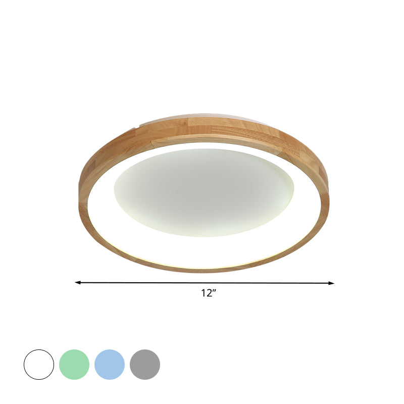 12"/16"/19.5" Wide Dented Circular LED Flush-mount Light Nordic Style Wood and Acrylic Ceiling Light for Hallway Clearhalo 'Ceiling Lights' 'Close To Ceiling Lights' 'Close to ceiling' 'Flush mount' Lighting' 774018