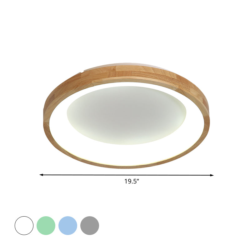 12"/16"/19.5" Wide Dented Circular LED Flush-mount Light Nordic Style Wood and Acrylic Ceiling Light for Hallway Clearhalo 'Ceiling Lights' 'Close To Ceiling Lights' 'Close to ceiling' 'Flush mount' Lighting' 774020