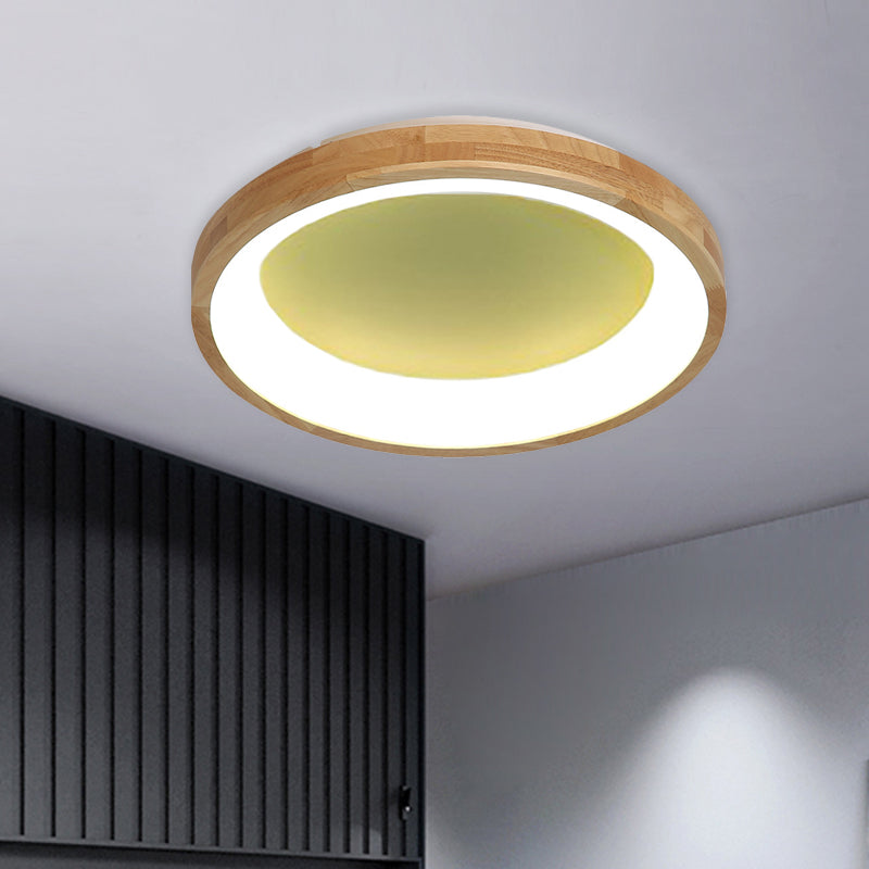 12"/16"/19.5" Wide Dented Circular LED Flush-mount Light Nordic Style Wood and Acrylic Ceiling Light for Hallway Green Clearhalo 'Ceiling Lights' 'Close To Ceiling Lights' 'Close to ceiling' 'Flush mount' Lighting' 774021