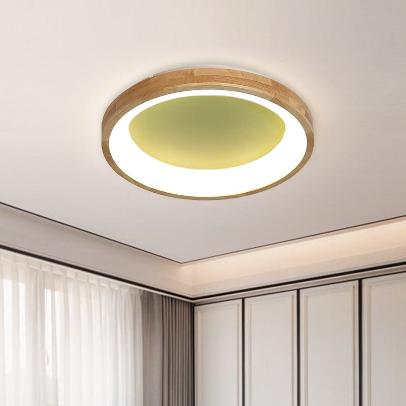 12"/16"/19.5" Wide Dented Circular LED Flush-mount Light Nordic Style Wood and Acrylic Ceiling Light for Hallway Clearhalo 'Ceiling Lights' 'Close To Ceiling Lights' 'Close to ceiling' 'Flush mount' Lighting' 774022