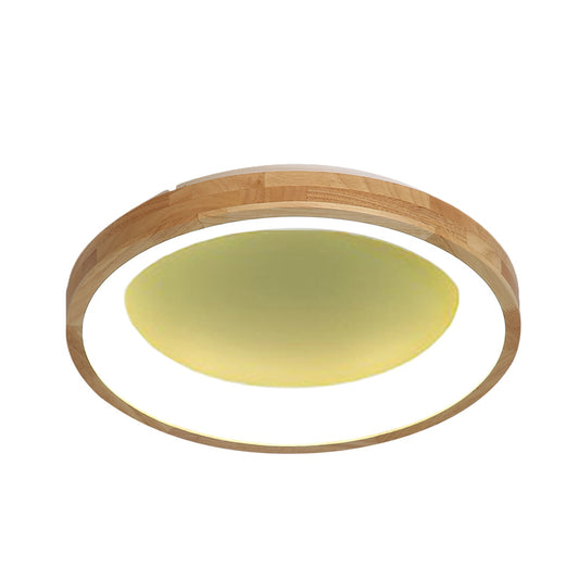 12"/16"/19.5" Wide Dented Circular LED Flush-mount Light Nordic Style Wood and Acrylic Ceiling Light for Hallway Clearhalo 'Ceiling Lights' 'Close To Ceiling Lights' 'Close to ceiling' 'Flush mount' Lighting' 774023