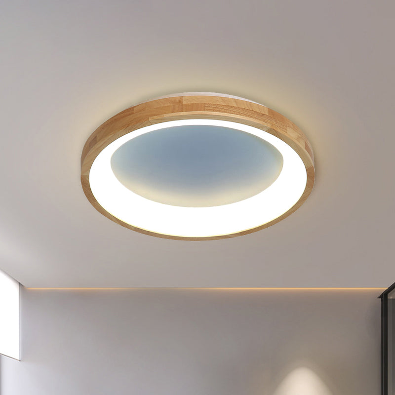 12"/16"/19.5" Wide Dented Circular LED Flush-mount Light Nordic Style Wood and Acrylic Ceiling Light for Hallway Clearhalo 'Ceiling Lights' 'Close To Ceiling Lights' 'Close to ceiling' 'Flush mount' Lighting' 774025