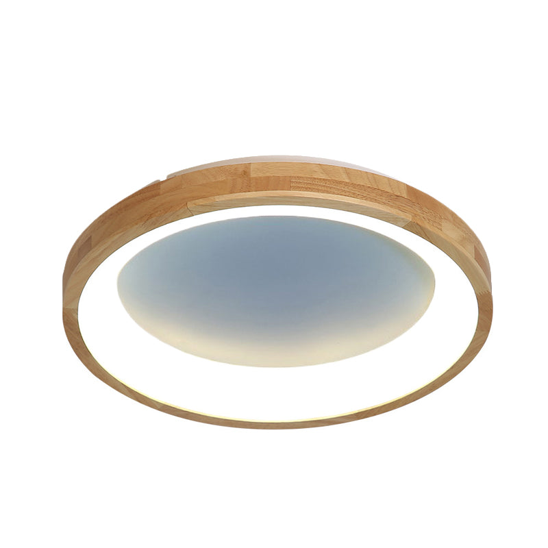 12"/16"/19.5" Wide Dented Circular LED Flush-mount Light Nordic Style Wood and Acrylic Ceiling Light for Hallway Clearhalo 'Ceiling Lights' 'Close To Ceiling Lights' 'Close to ceiling' 'Flush mount' Lighting' 774026