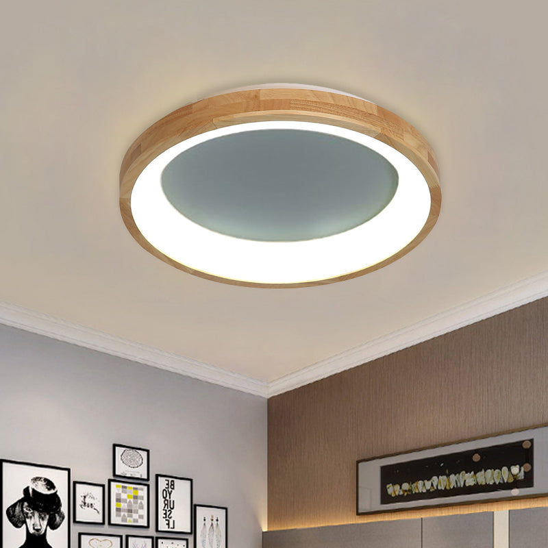 12"/16"/19.5" Wide Dented Circular LED Flush-mount Light Nordic Style Wood and Acrylic Ceiling Light for Hallway Grey Clearhalo 'Ceiling Lights' 'Close To Ceiling Lights' 'Close to ceiling' 'Flush mount' Lighting' 774027