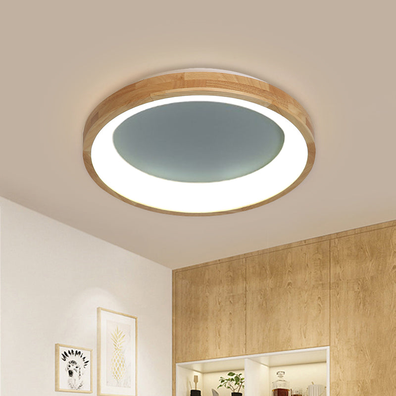 12"/16"/19.5" Wide Dented Circular LED Flush-mount Light Nordic Style Wood and Acrylic Ceiling Light for Hallway Clearhalo 'Ceiling Lights' 'Close To Ceiling Lights' 'Close to ceiling' 'Flush mount' Lighting' 774028