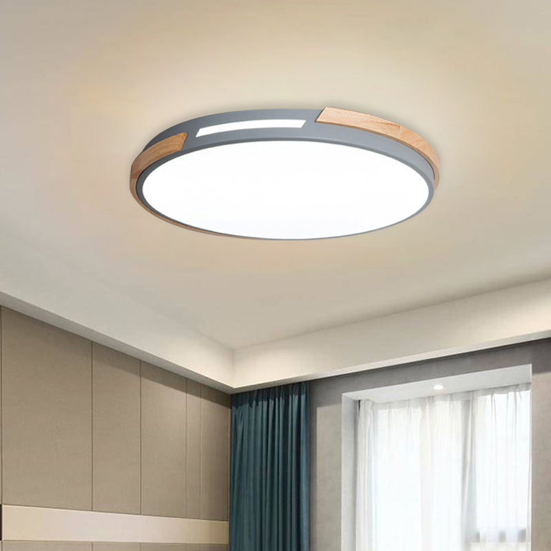 Flat Circle LED Flush Ceiling Light Macaron Style Acrylic Green/Grey/White Ceiling Lamp for Dining Room Corridor Clearhalo 'Ceiling Lights' 'Close To Ceiling Lights' 'Close to ceiling' 'Flush mount' Lighting' 774369