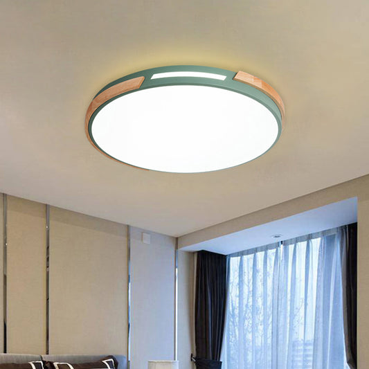 Flat Circle LED Flush Ceiling Light Macaron Style Acrylic Green/Grey/White Ceiling Lamp for Dining Room Corridor Clearhalo 'Ceiling Lights' 'Close To Ceiling Lights' 'Close to ceiling' 'Flush mount' Lighting' 774372