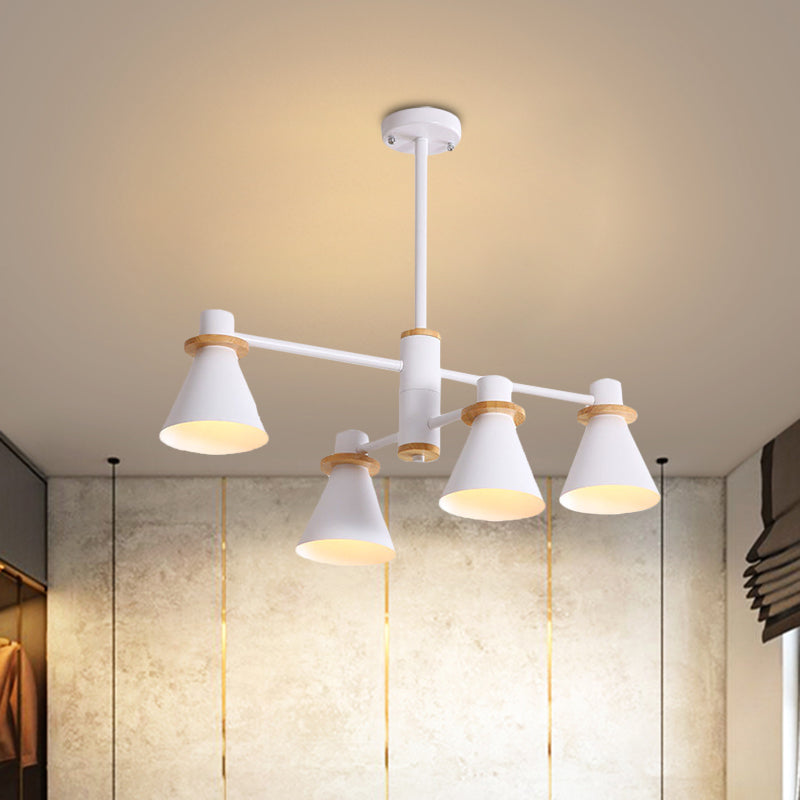 Contemporary Suspension Light Funnel Shade Metal 2-Tier 4/6/8 Lights Chandelier for Restaurant Clearhalo 'Ceiling Lights' 'Chandeliers' 'Modern Chandeliers' 'Modern' Lighting' 774408