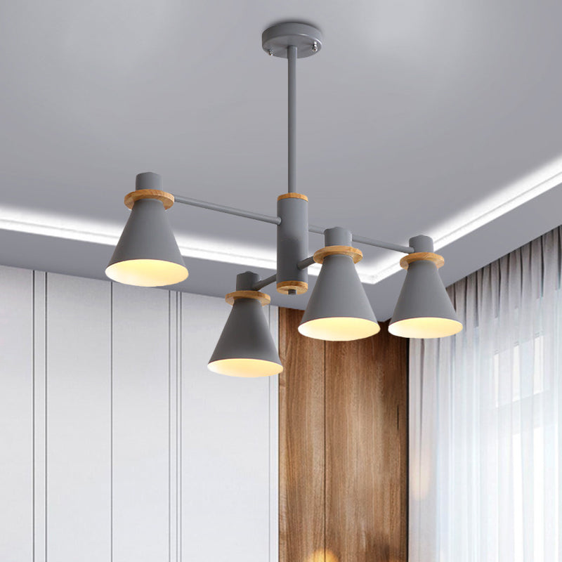 Contemporary Suspension Light Funnel Shade Metal 2-Tier 4/6/8 Lights Chandelier for Restaurant Clearhalo 'Ceiling Lights' 'Chandeliers' 'Modern Chandeliers' 'Modern' Lighting' 774413