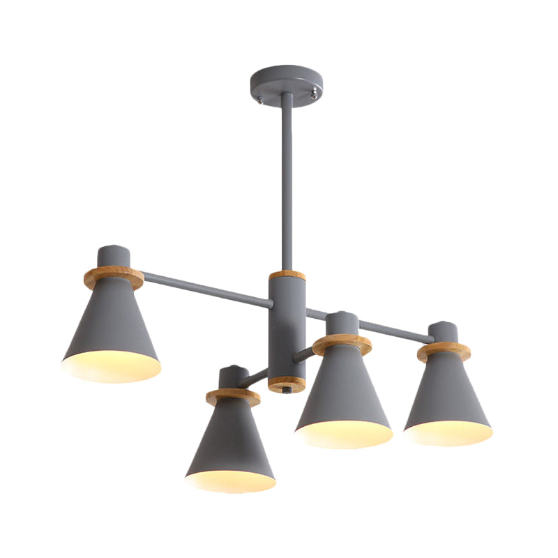 Contemporary Suspension Light Funnel Shade Metal 2-Tier 4/6/8 Lights Chandelier for Restaurant Clearhalo 'Ceiling Lights' 'Chandeliers' 'Modern Chandeliers' 'Modern' Lighting' 774414