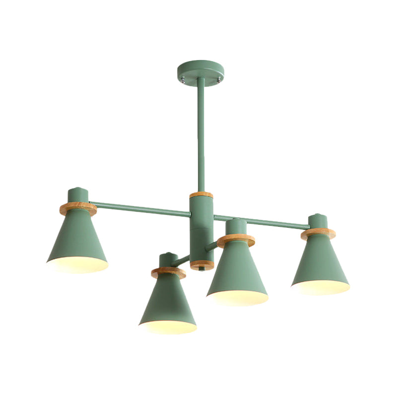 Contemporary Suspension Light Funnel Shade Metal 2-Tier 4/6/8 Lights Chandelier for Restaurant Clearhalo 'Ceiling Lights' 'Chandeliers' 'Modern Chandeliers' 'Modern' Lighting' 774417