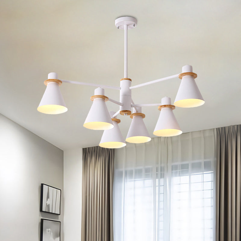 Contemporary Suspension Light Funnel Shade Metal 2-Tier 4/6/8 Lights Chandelier for Restaurant Clearhalo 'Ceiling Lights' 'Chandeliers' 'Modern Chandeliers' 'Modern' Lighting' 774419