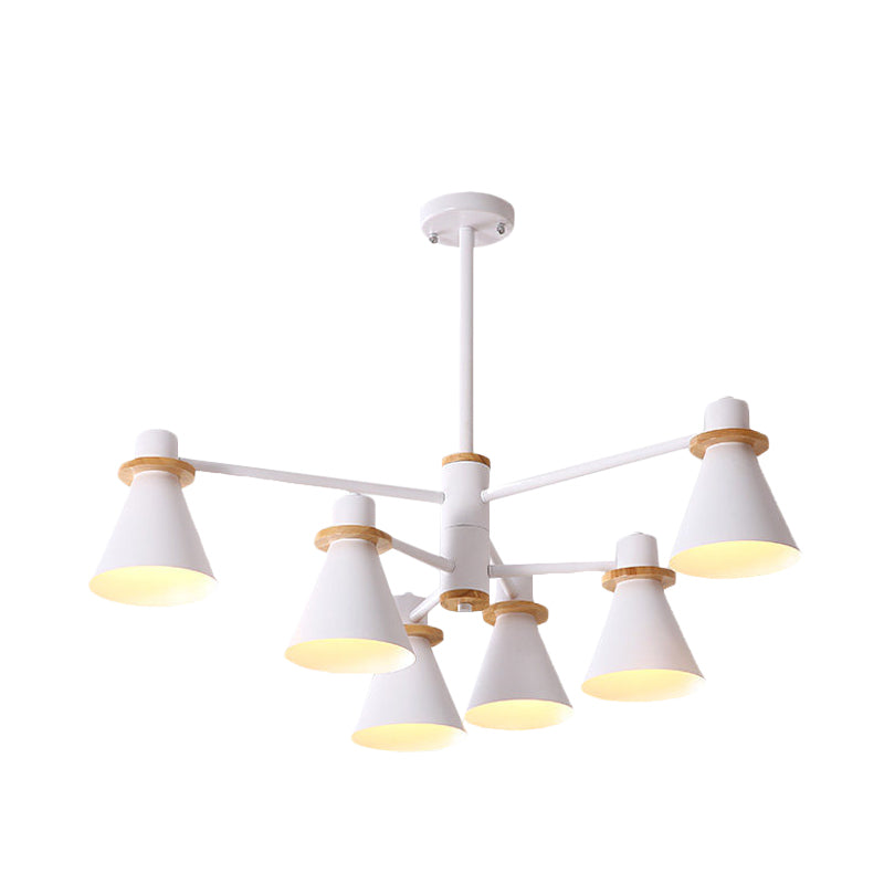 Contemporary Suspension Light Funnel Shade Metal 2-Tier 4/6/8 Lights Chandelier for Restaurant Clearhalo 'Ceiling Lights' 'Chandeliers' 'Modern Chandeliers' 'Modern' Lighting' 774420