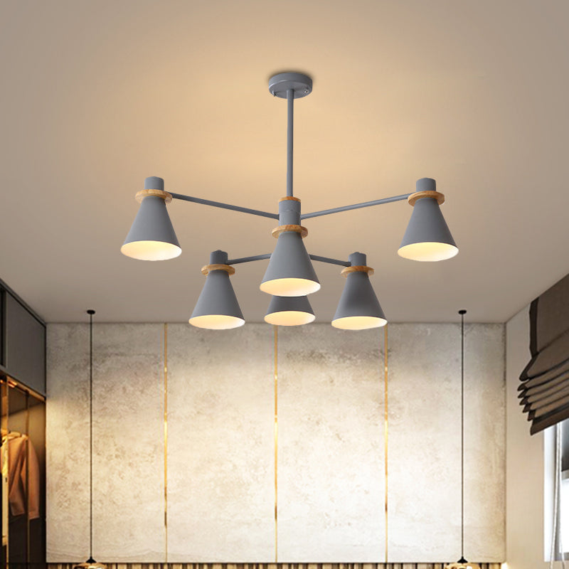 Contemporary Suspension Light Funnel Shade Metal 2-Tier 4/6/8 Lights Chandelier for Restaurant Clearhalo 'Ceiling Lights' 'Chandeliers' 'Modern Chandeliers' 'Modern' Lighting' 774423