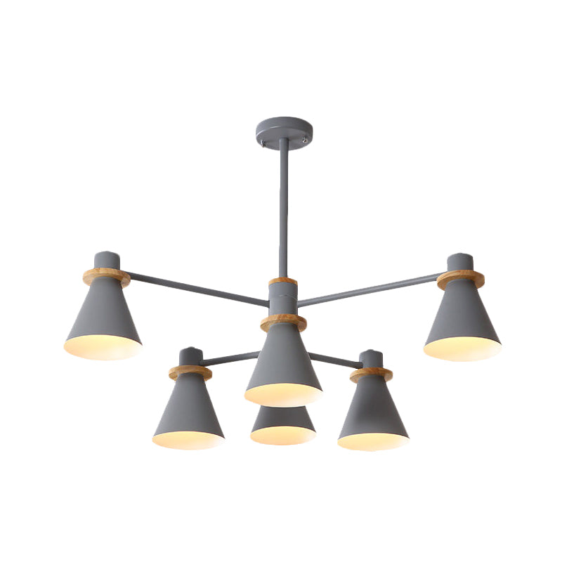 Contemporary Suspension Light Funnel Shade Metal 2-Tier 4/6/8 Lights Chandelier for Restaurant Clearhalo 'Ceiling Lights' 'Chandeliers' 'Modern Chandeliers' 'Modern' Lighting' 774424